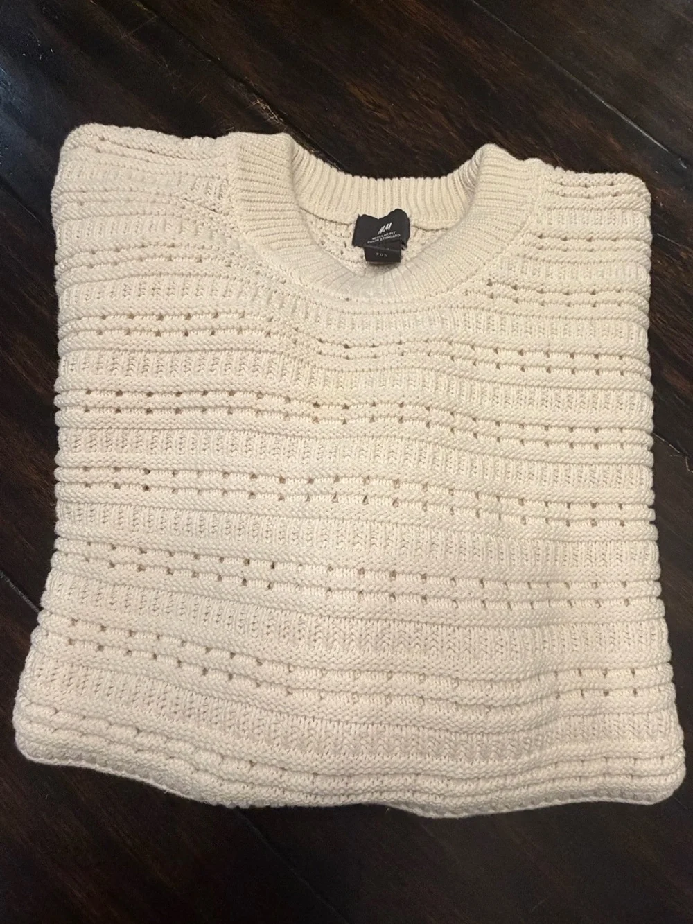 H&M Men's Cream Textured Crewneck Sweater men’s size XL